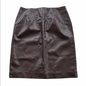 Brown Faux Leather Pencil Skirt